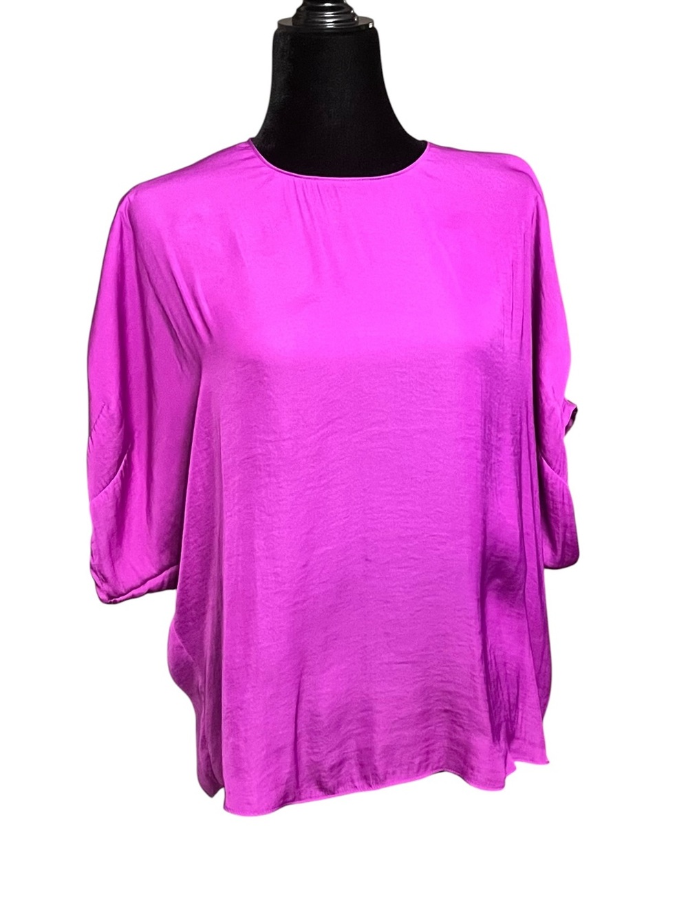 Naked Zebra Fuchsia Round-Neck Dolman Blouse L/XL